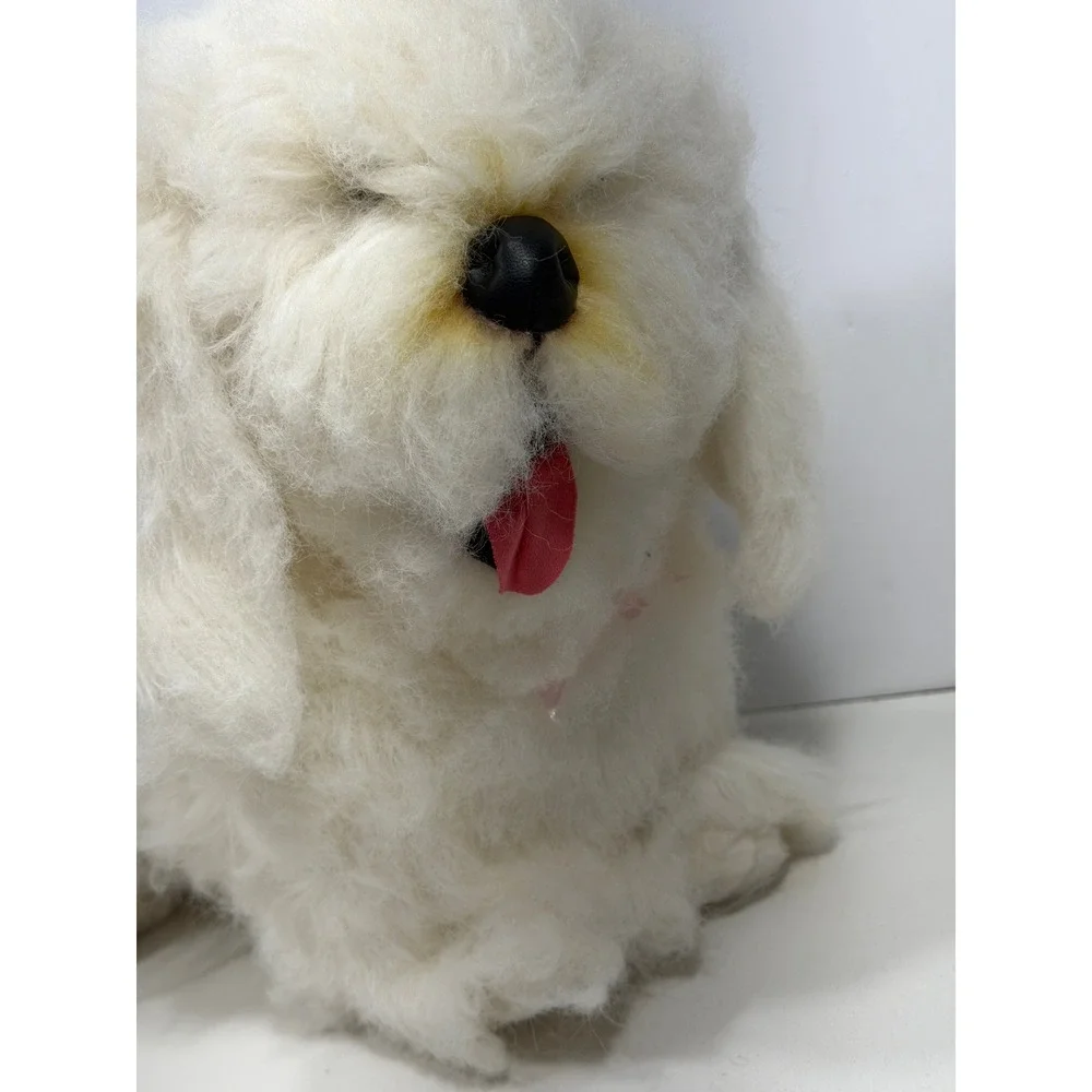 Vintage White Shaggy Plush Dog Stuffed Animal Maltese Bichon Frise Style